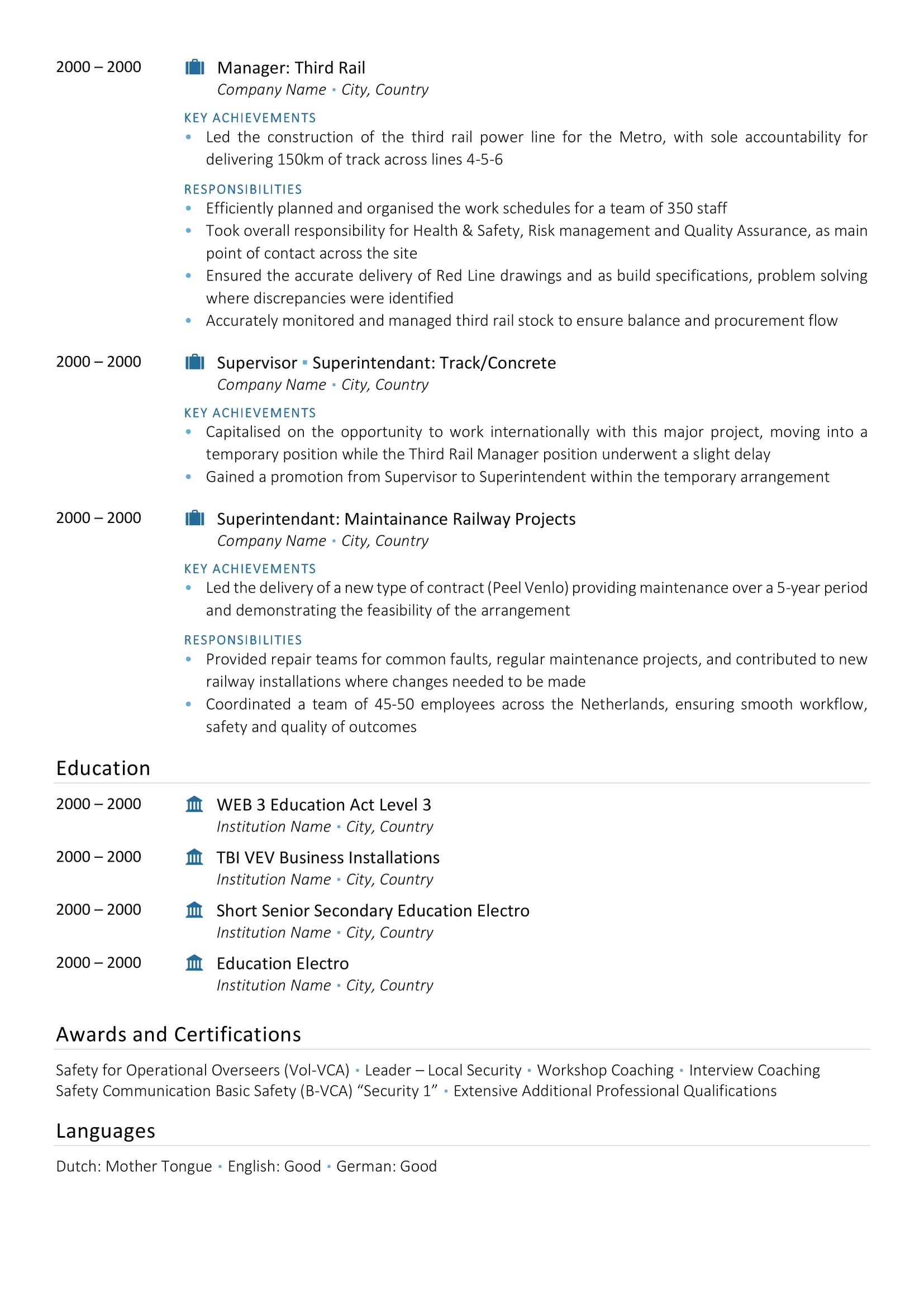 Professional CV/Resume writing service example - Senior Example 3